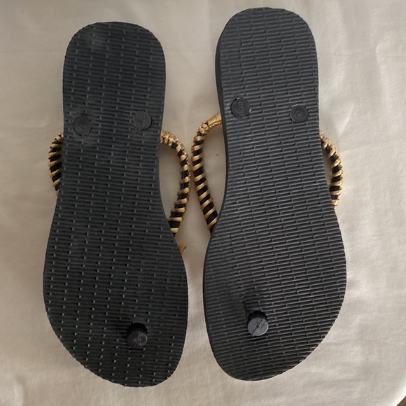 NWOT Original Slim Havaianas Handmade Decorated Bow Black/Gold US 9/10W EU 41-42 - Picture 4 of 7